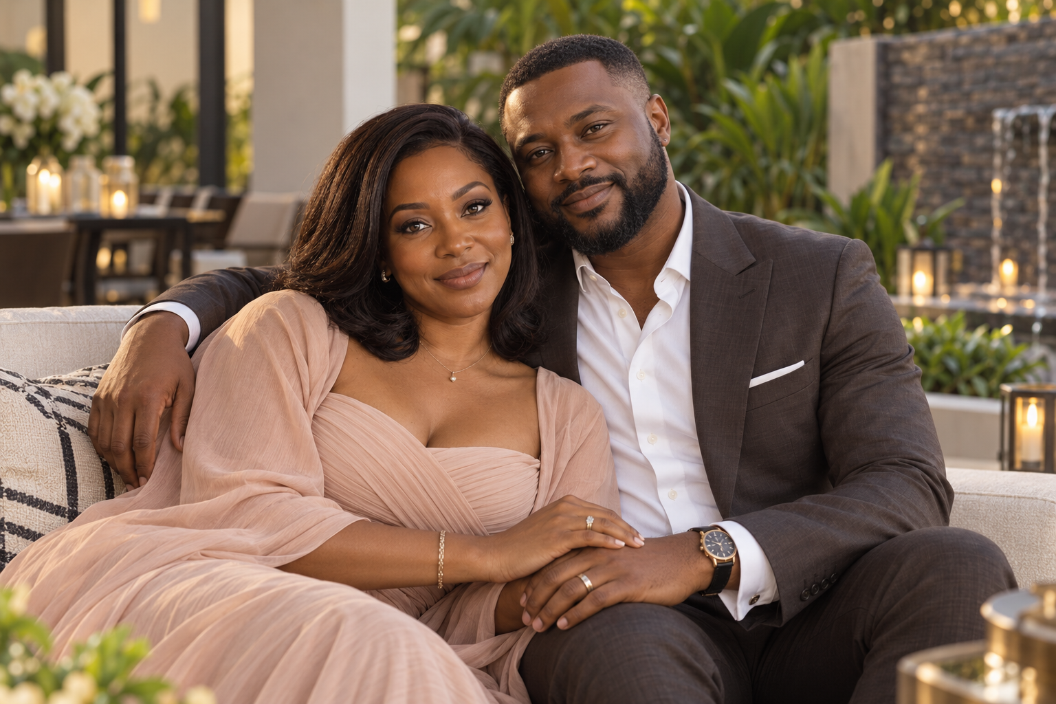 Olivia and her husband on their engagement day
